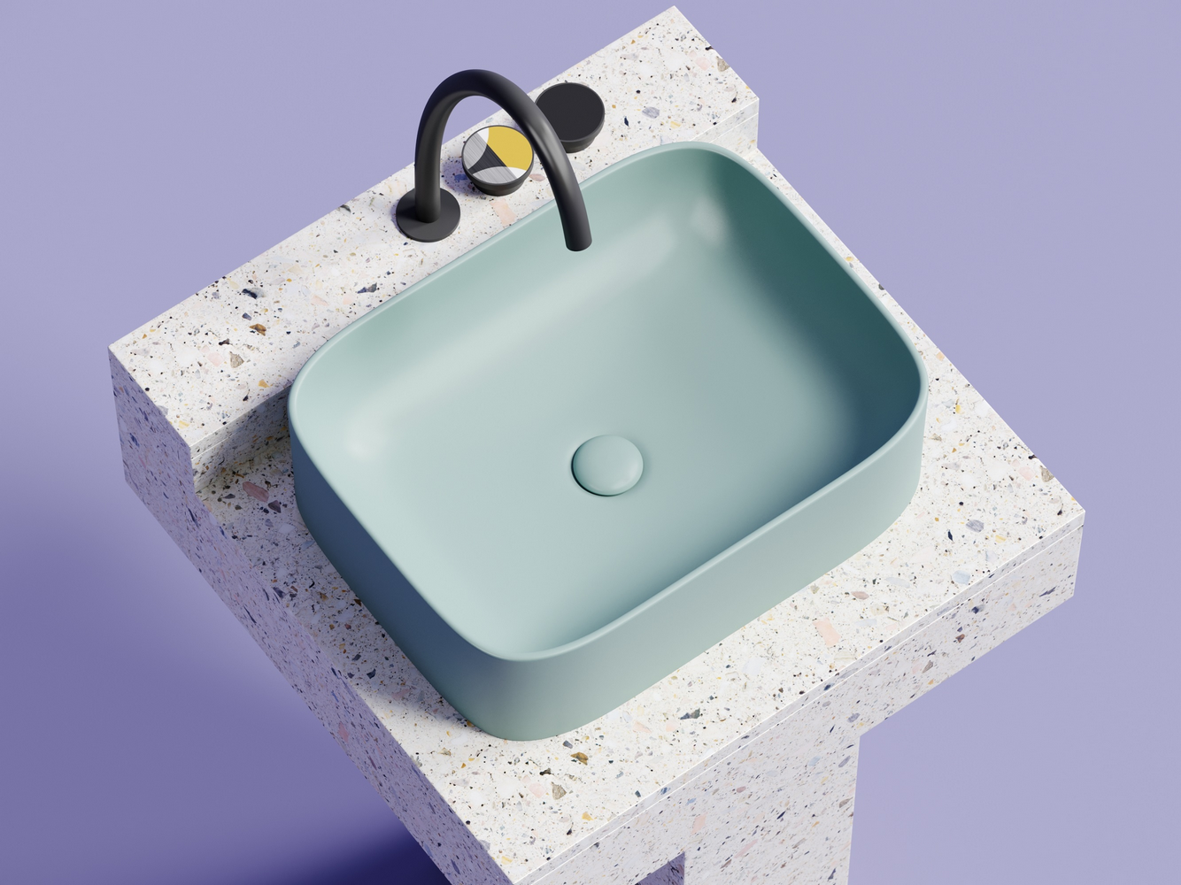 Умывальник чаша накладная прямоугольная (цвет Зеленый Матовый) Element 505x380x150мм