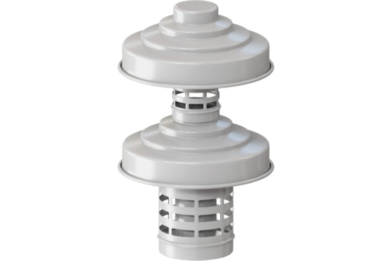 ROMMER RCA-6010-000334 Оголовок с ветрозащитой D 60/100 белый, алюминий