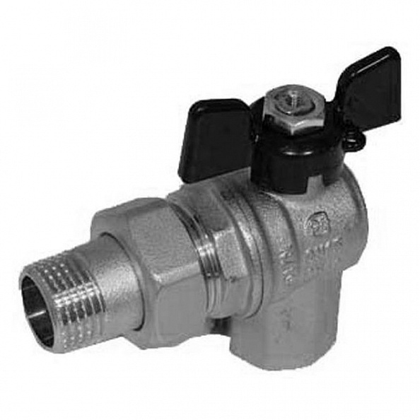 Кран шаровой Bugatti 1/2" с накидной гайкой угловой (бабочка) серия Oregon 05940001 (05940001)