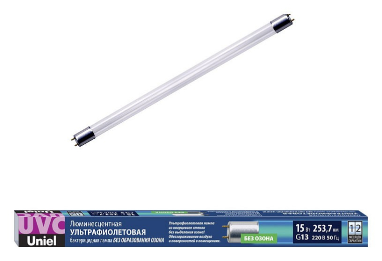 Лампа бактерицидная Uniel G13 15Вт K EFL-T8-15/UVCB/G13/CL