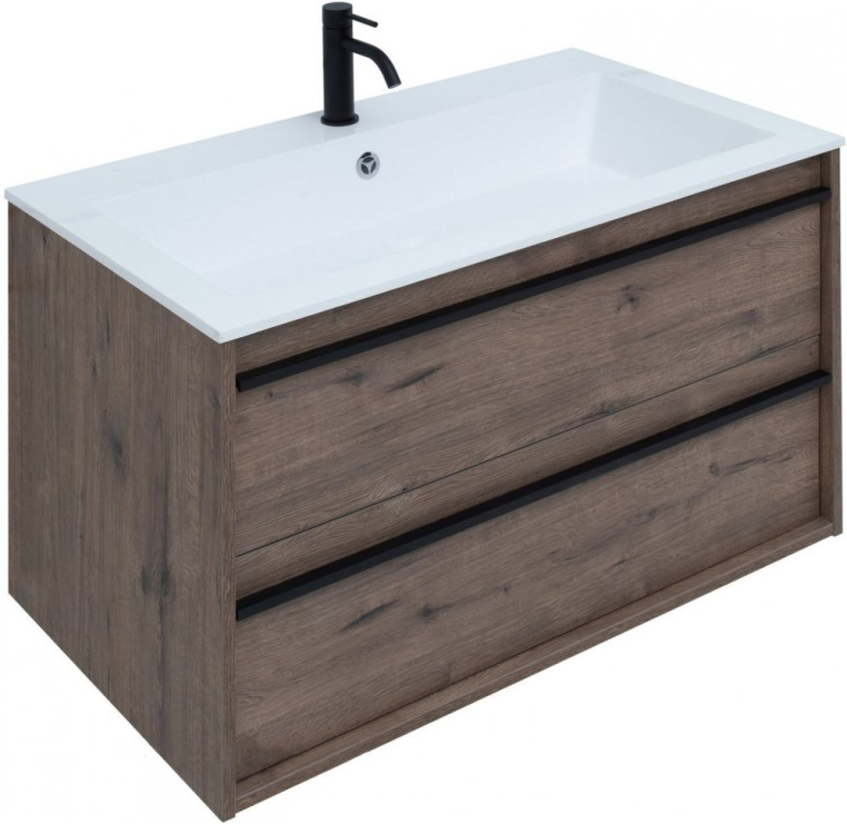 Тумба с раковиной Aquanet Lino 90 дуб веллингтон (00253913+00270157)