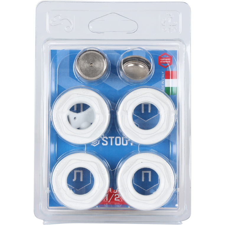 SKU-0111-000112 STOUT Универсальный монтажный комплект для подключения радиатора 1/2" RAL 9016
