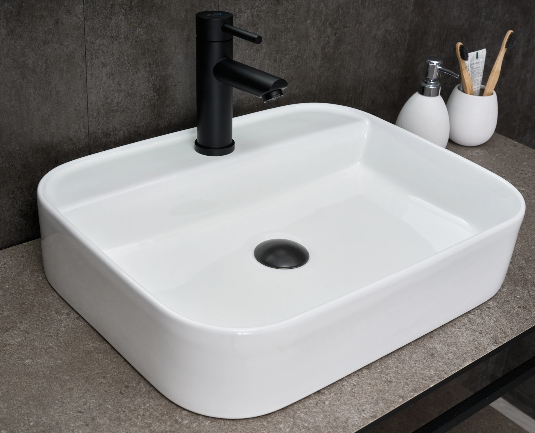 Раковина Gid N9550 51229 накладная белая 50x40x11