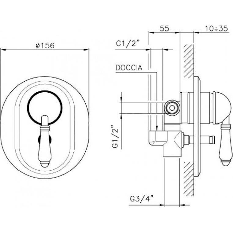 Внешняя часть смеситель для душа Nicolazzi P.M. BLANC 3460BZ76