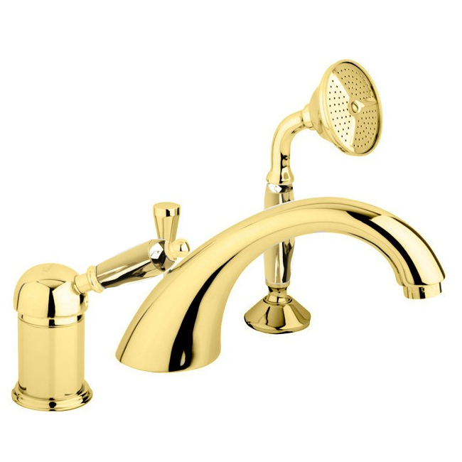 Смеситель на борт ванны с выдвижным душем Cezares Elite ELITE-BVDM-03/24-M золото