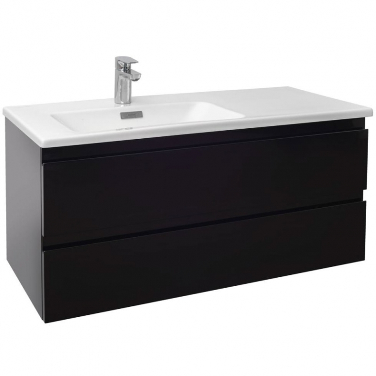 Тумба с раковиной Jacob Delafon Madeleine 100 L EXAC112-Z-00+EB2054-J52 черная глянцевая