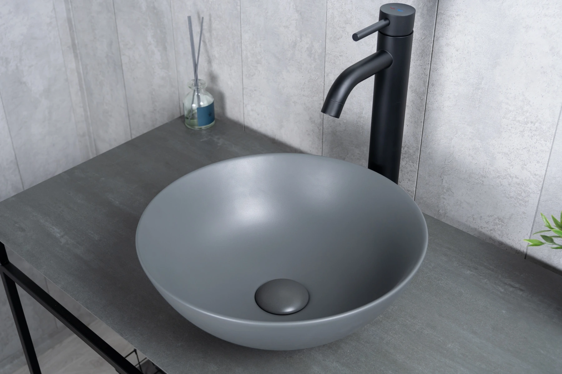 Раковина Gid 9081gnm 53404 накладная серая матовая 36x36x14