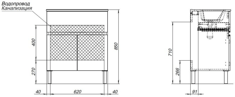 Тумба под раковину Aquanet Алвита New 70 1 ящик, 2 дверцы, дуб веллингтон белый 00303902