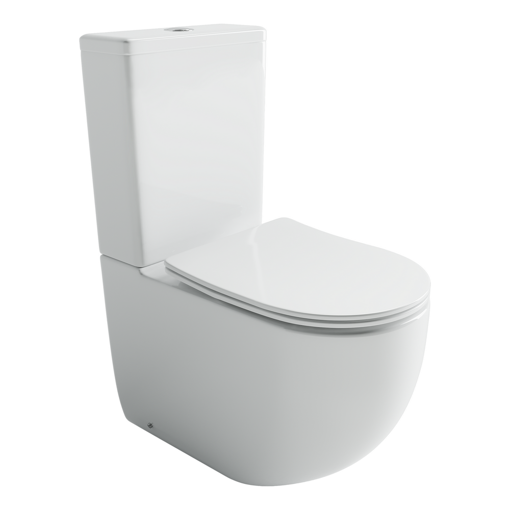 Напольный пристенный унитаз с бачком METROPOL, смыв Торнадо, нижняя подводка, горизонтальный выпуск, с крепежом и сиденьем-крышкой с микролифтом, цвет белый, артикул CN4001T
