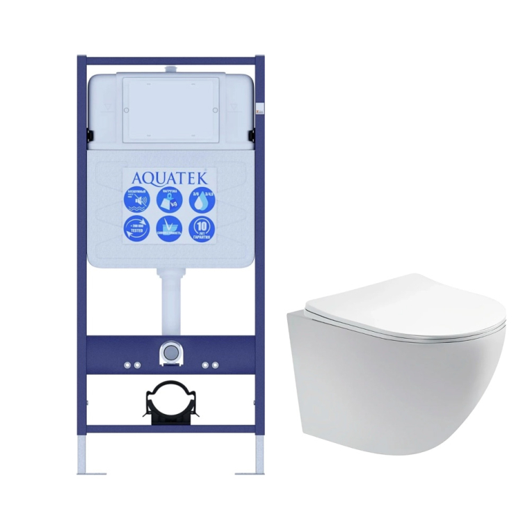 Унитаз c инсталляцией SET AQUATEK ЕВРОПА T с сиденьем soft-close