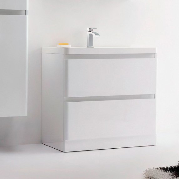 Тумба с раковиной BelBagno Energia-N 80 bianco lucido напольная (ENERGIA-N-800-2C-PIA-BL+EA-800-LVB)