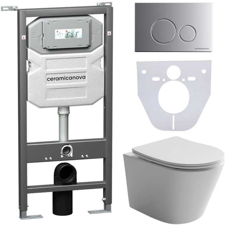 Инсталляция с унитазом и с кнопкой смыва Ceramica Nova CN6000_1001M_1000
