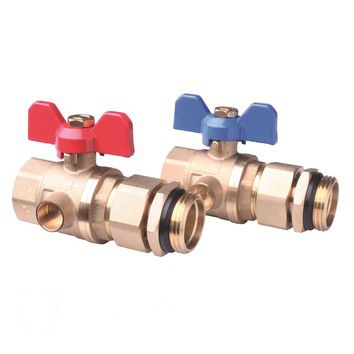 Danfoss Комплект шаровых кранов FHF-BV с гнездом для установки термометра (2 шт.) (088U0822)