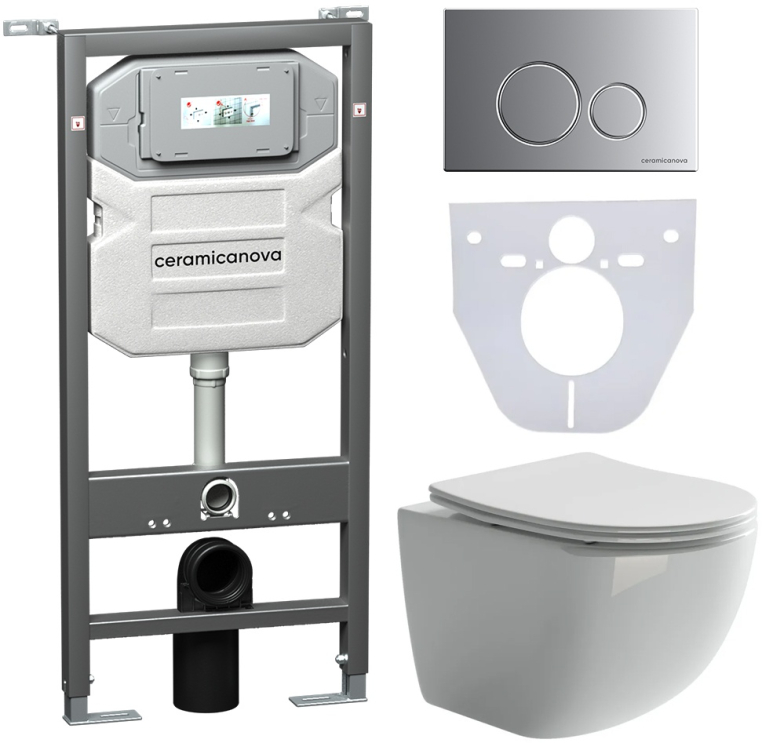 Инсталляция с унитазом и с кнопкой смыва Ceramica Nova CN3009_1001M_1000