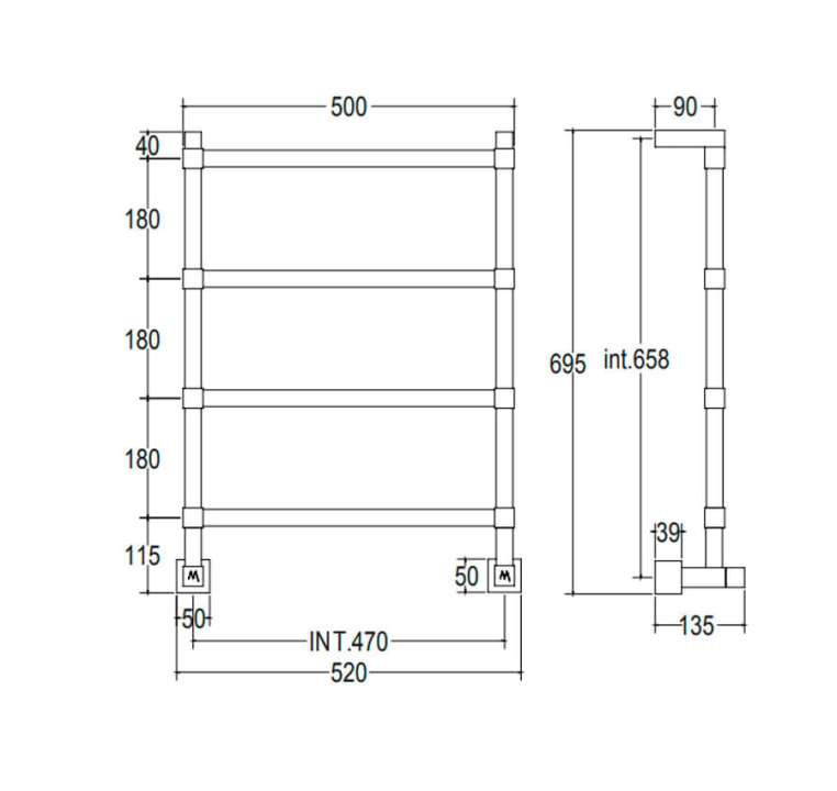 Полотенцесушитель водяной Margaroli Panorama 52x69 7424704GON золото