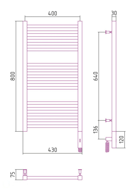 Электрический полотенцесушитель Сунержа Модус 3.0 800x400 МЭМ Пр. темный титан муар (15-5701-8040)