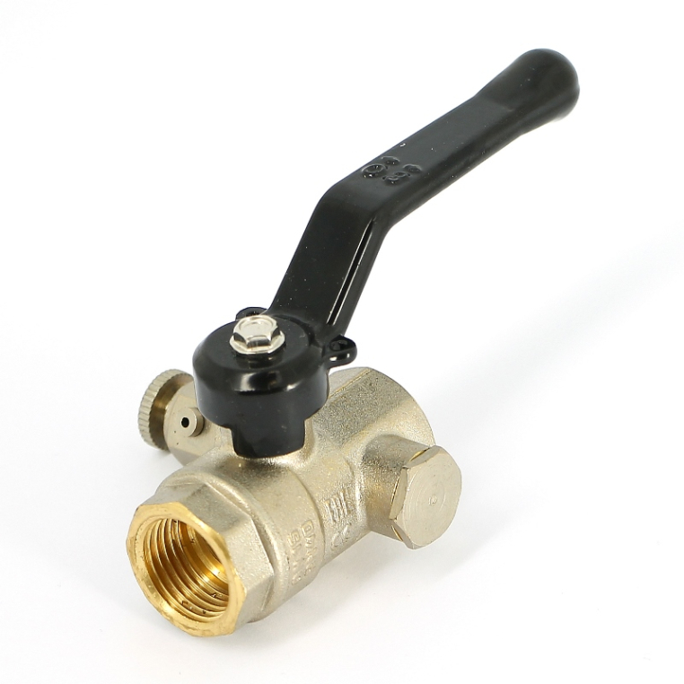 Кран Pride LD ВВ 1/2" с дренажным вентилем (заглушка 1/4") ручка (LD 44.345.15)