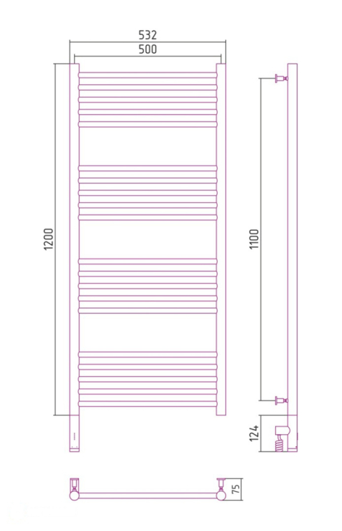 Электрический полотенцесушитель Сунержа Богема 3.0 прямая 1200x500 МЭМ Лев. золото (03-5804-1250)