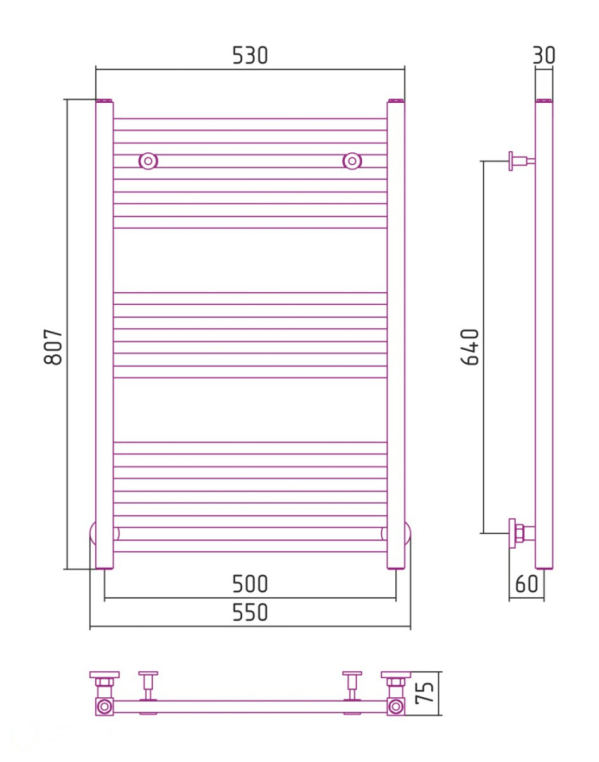 Полотенцесушитель водяной Сунержа Модус 55x80 15-0250-8050 черный