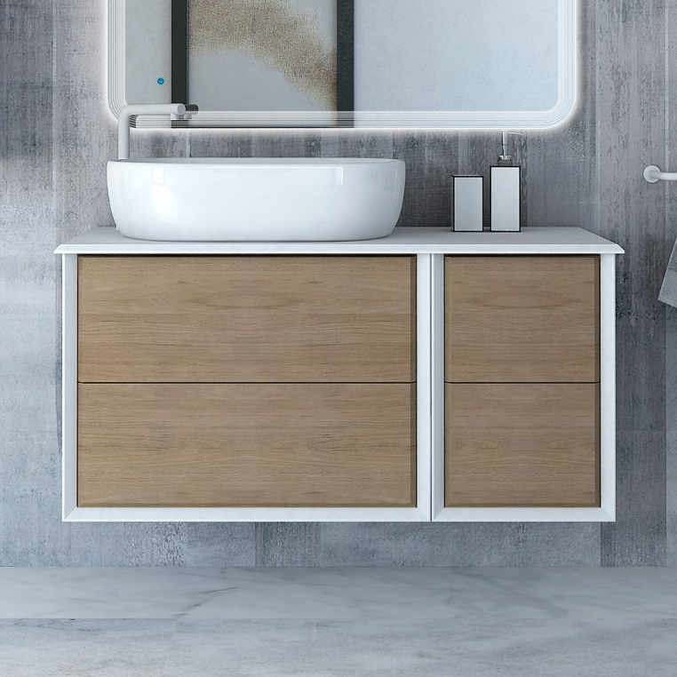 Тумба с раковиной Cezares Bellagio 106 со столешницей rovere tabacco (54716+50179+50186+54719)