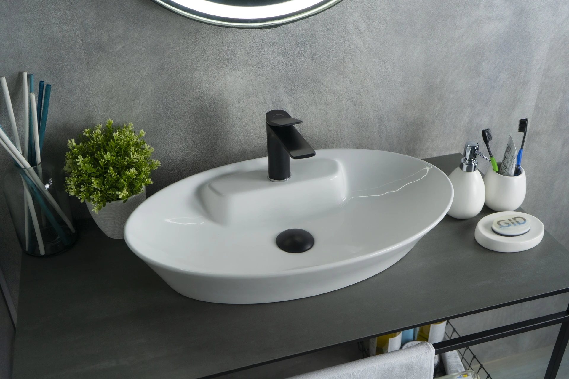 Раковина Gid N9398 51142 накладная белая 61x37x12