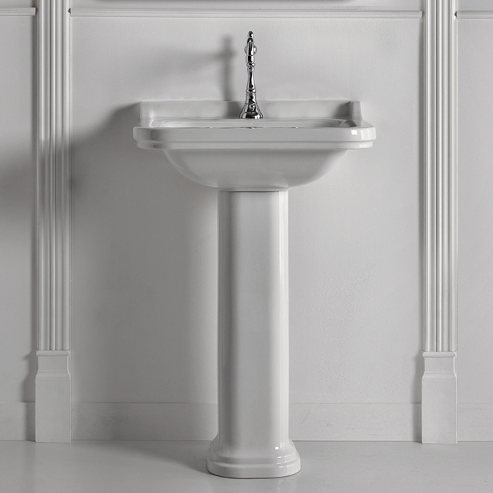 Раковина Kerasan Waldorf 60х55 см, 1 отв., с пьедесталом, керамическая, белый/хром