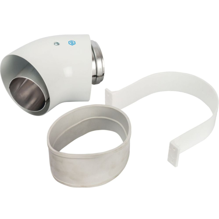 STOUT Отвод 45° Ø60/100 п/м уплотнение и хомут в комплекте (SCA-6010-000045)