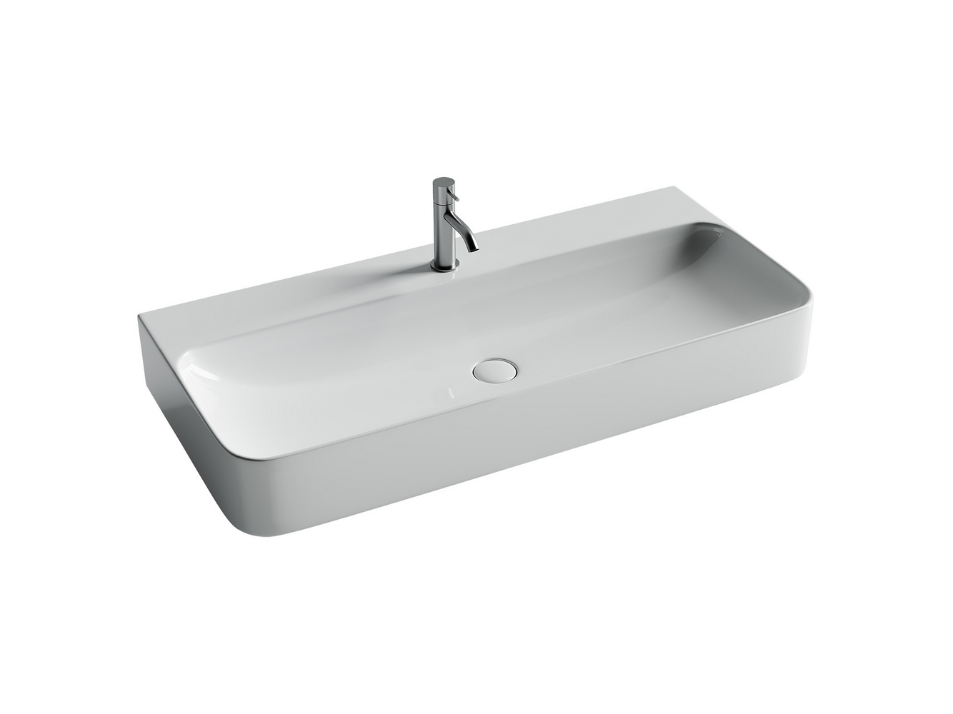 Подвесные раковины CERAMICANOVA CN2007 Умывальник AURA с 1 отверстием для смесителя, без перелива 1000*470*135мм