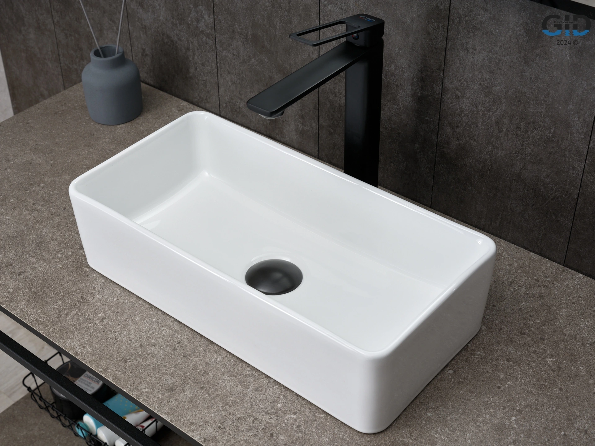 Раковина Gid N1104 51224 накладная белая 46x23x12