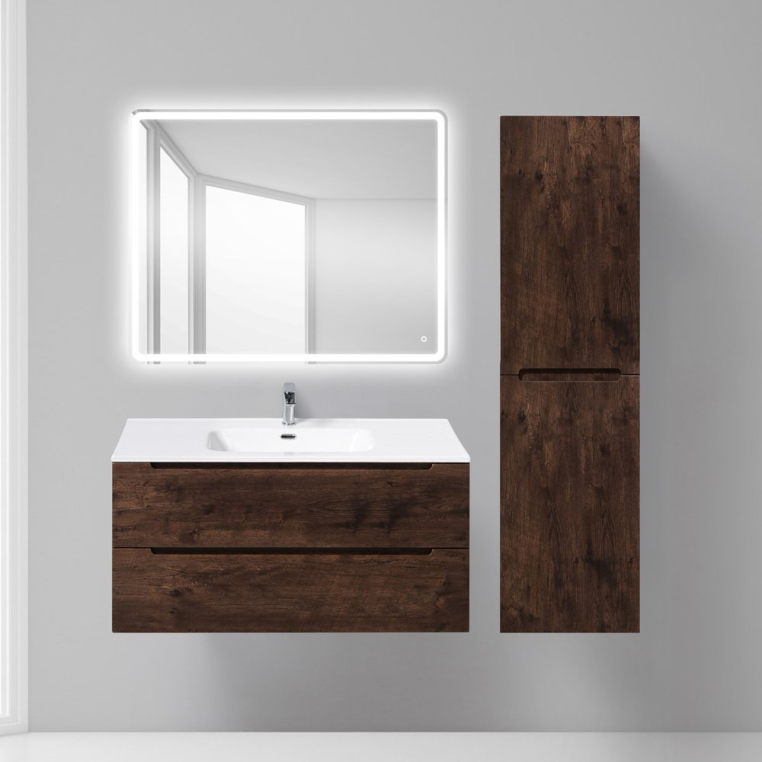 Комплект мебели BelBagno Etna 100 rovere moro (ETNA-1000-2C-SO-RW-P+BB1000ETL+SPC-MAR-1000-800-LED-TCH)