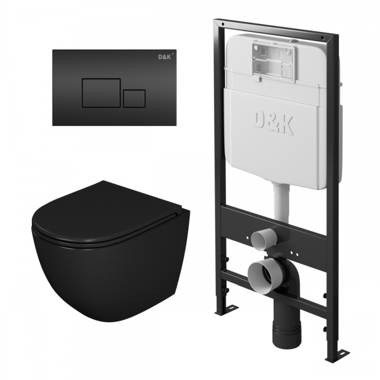 Комплект унитаза с инсталляцией и с кнопкой смыва D&K Matrix DS1392502