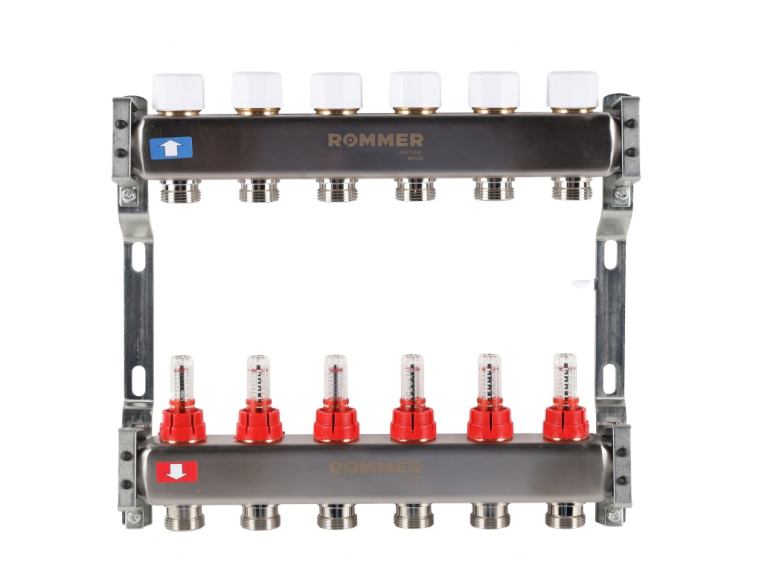RMS-1200-000006 ROMMER Коллектор из нержавеющей стали с расходомерами 6 вых.