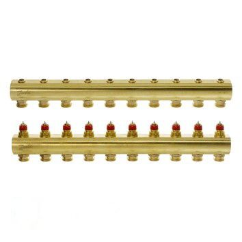 Коллектор Danfoss FHF-10 из латуни для 10 контуров, с преднастройкой (088U0510)