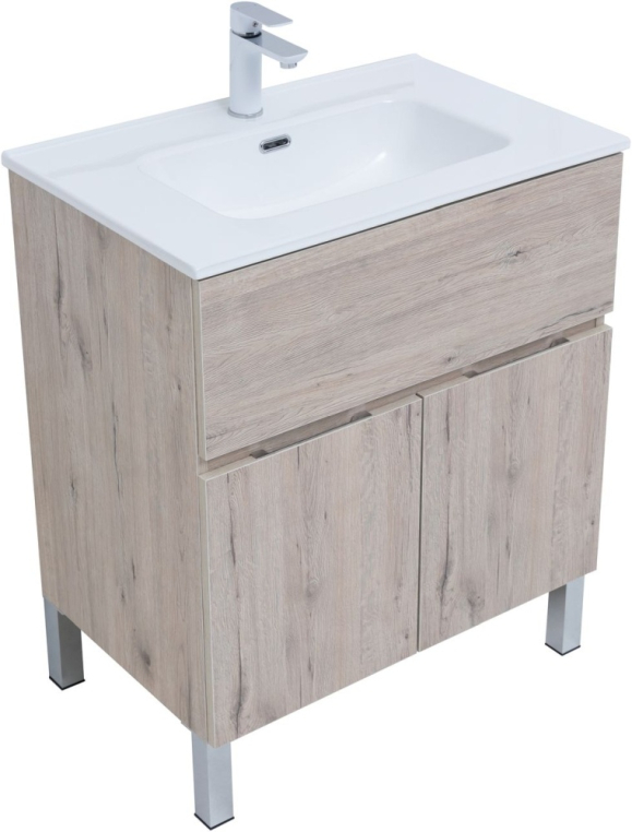 Тумба под раковину Aquanet Алвита New 70 1 ящик, 2 дверцы, дуб веллингтон белый 00303902