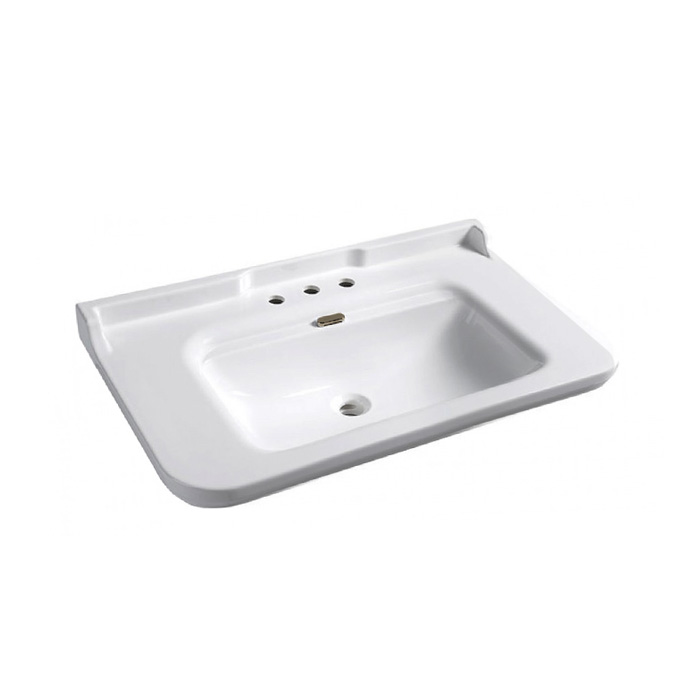 Раковина Kerasan Waldorf 100х55 см, 3 отв., керамическая, белый/бронза