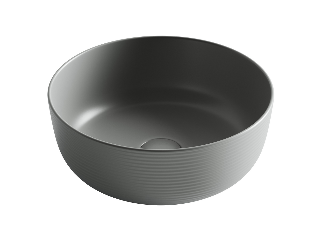 Раковина накладная круглая 356x356x135, без перелива, цвет антрацит матовый