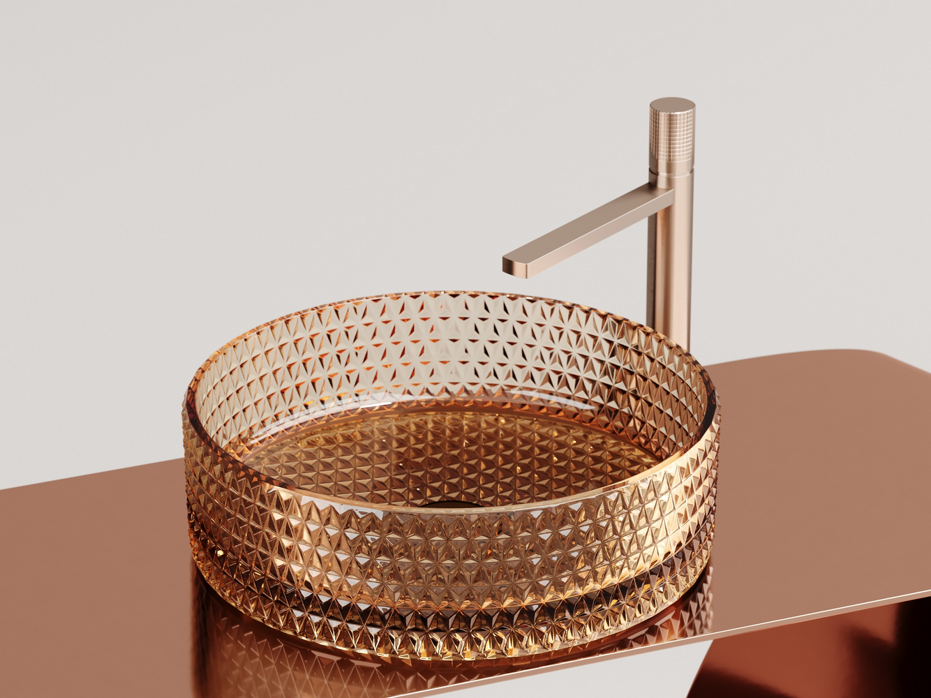 Умывальник чаша накладная круглая (цвет бежевый) Cristal 360x360x112мм