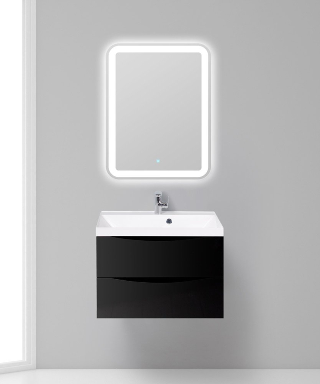 Тумба с раковиной BelBagno Marino 70 nero lucido (MARINO-700-2C-SO-NL-P+BB700/450-LV-MR-AST)