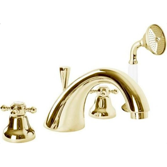 Смеситель на борт ванны с ручным душем Cezares Golf GOLF-BVD-03/24-Bi золото