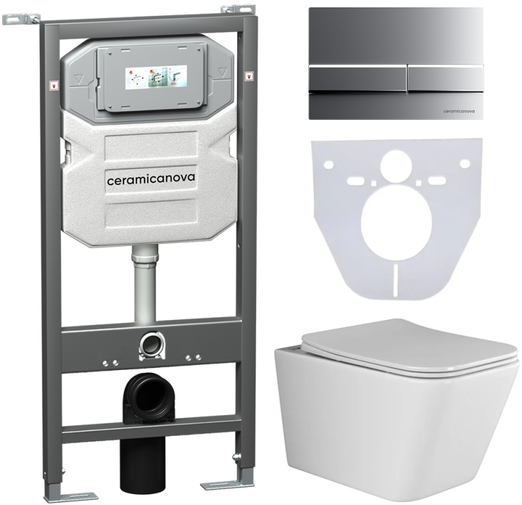 Инсталляция с унитазом и с кнопкой смыва Ceramica Nova CN3007_1002M_1000
