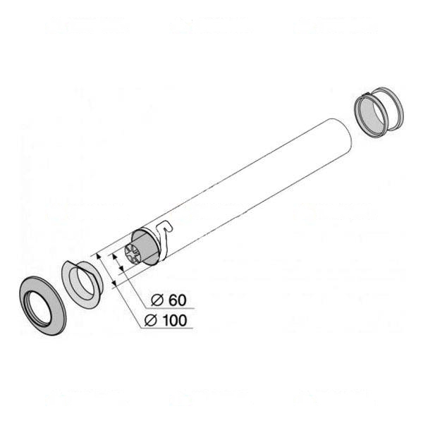 3946  PROTHERM Соосная труба DN 60/100 мм - 0.2м T1D-200