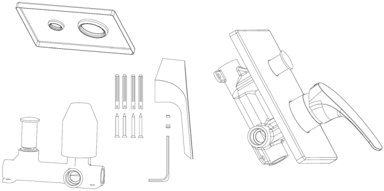 Смеситель для душа Aquanet Static AF330-51С (с внутренней частью)