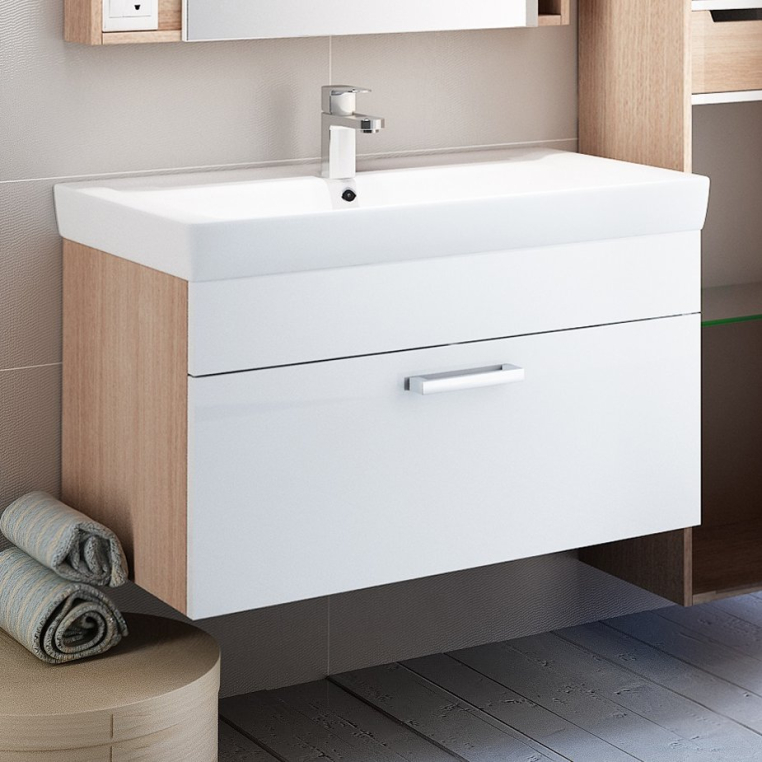 Тумба с раковиной IDDIS Mirro 80 подвесная, белая, дерево (MIR80W0i95+0018000i28)