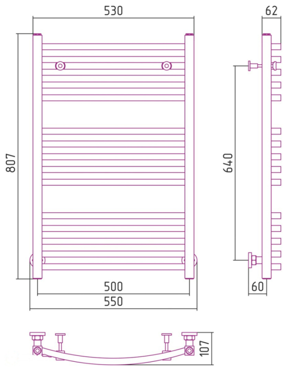 Полотенцесушитель водяной Сунержа Аркус 55x80 12-0251-8050 белый