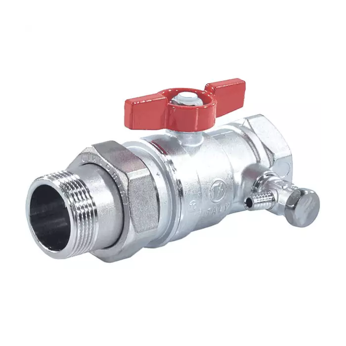 Кран шаровой латунь со спускником R259DS хром Ду 32 Ру35 ВР/"американка" G1 1/4" бабочка с отводом (полусгоном) Giacomini R259SX009
