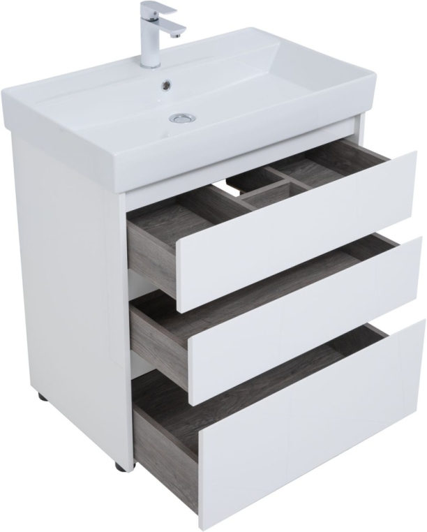 Тумба под раковину Aquanet Nova Lite 75 белый глянец (3 ящика) 00302472