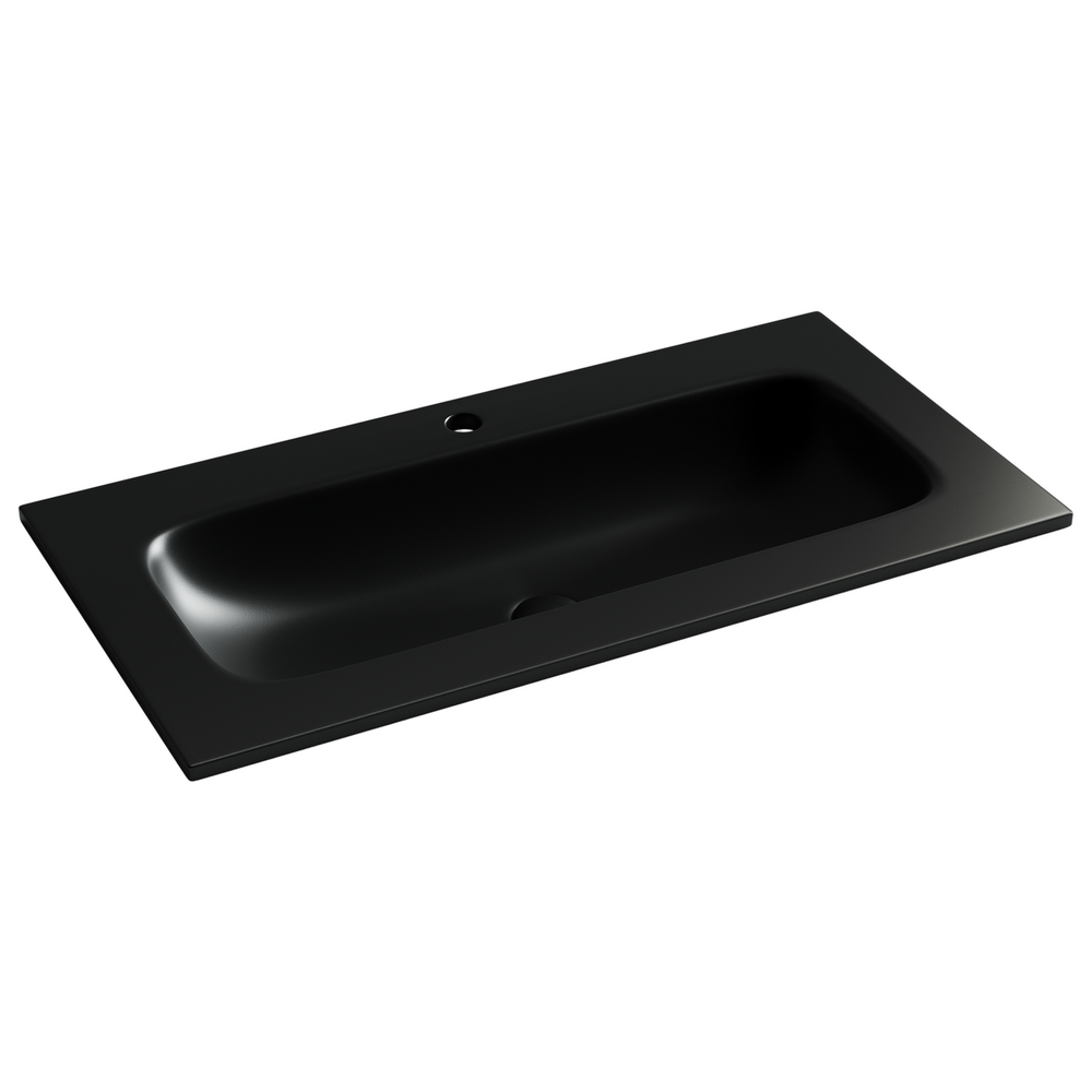 Раковина накладная мебельная CERAMICANOVA Grace прямоугольная 910*457*137 мм, с отверстием под смеситель, цвет черный матовый, CN7019MB