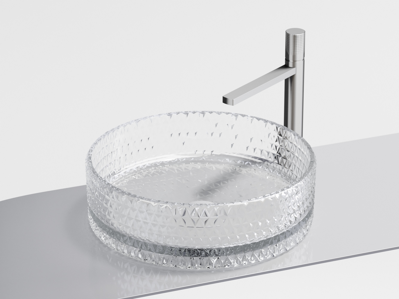 Умывальник чаша накладная круглая (прозрачная) Cristal 360x360x112мм