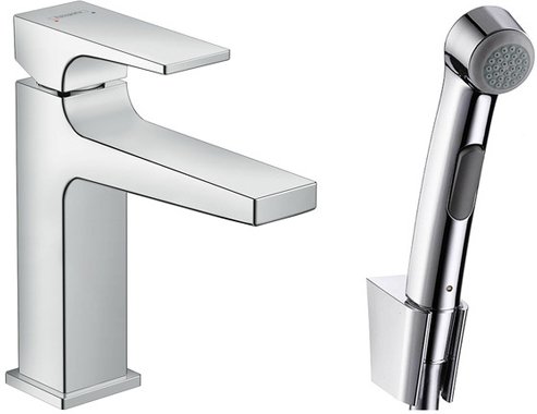 Смеситель для раковины Hansgrohe Metropol 110 32522000 с гигиеническим душем