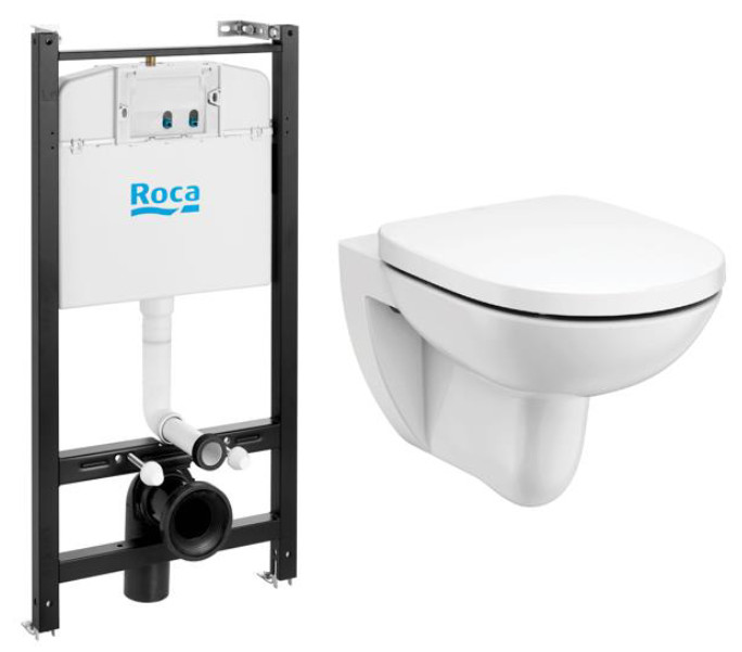 Комплект унитаза с инсталляцией Roca Debba Round Rimless 893104980 с сиденьем SoftClose без клавиши смыва